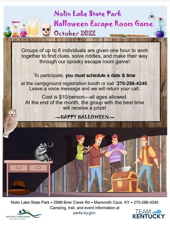 Halloween Escape Room Game with Nolin Lake State Park Edmonson County